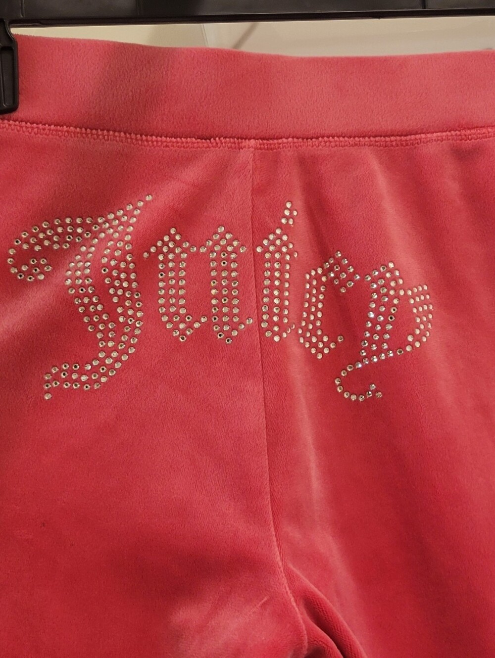 Juicy Couture Velour Wide-Leg Lounge Pants in Pink with Embellished Logo